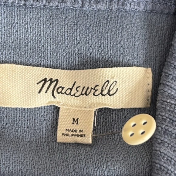 Madewell Jacquard Textured Stripe Funnel Neck Top in Teapot Blue - NWOT - Medium - Picture 6 of 8